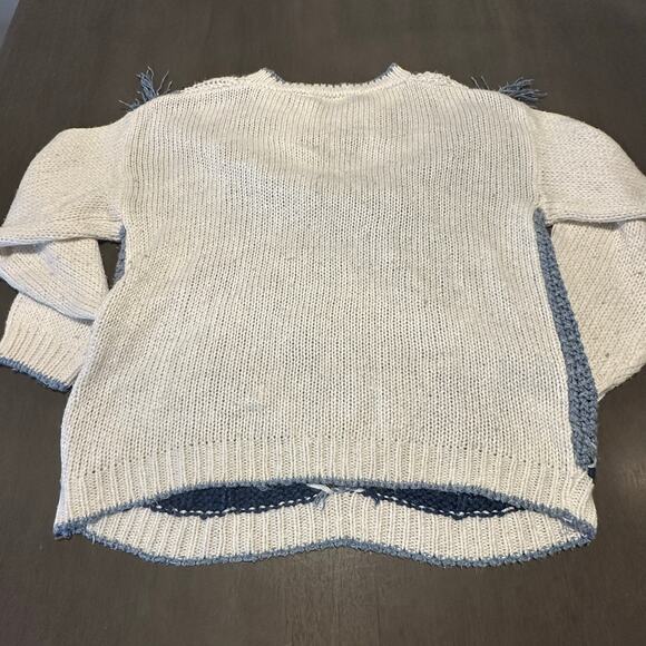 Vintage Huntington Ridge Blue & Cream Heart Hand Knitted Sweater Size M - Picture 3 of 7